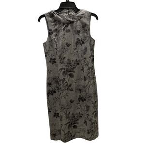 NWOT Talbots Wool Tailored Dress, Gray w/ Black Flowers, Size 4